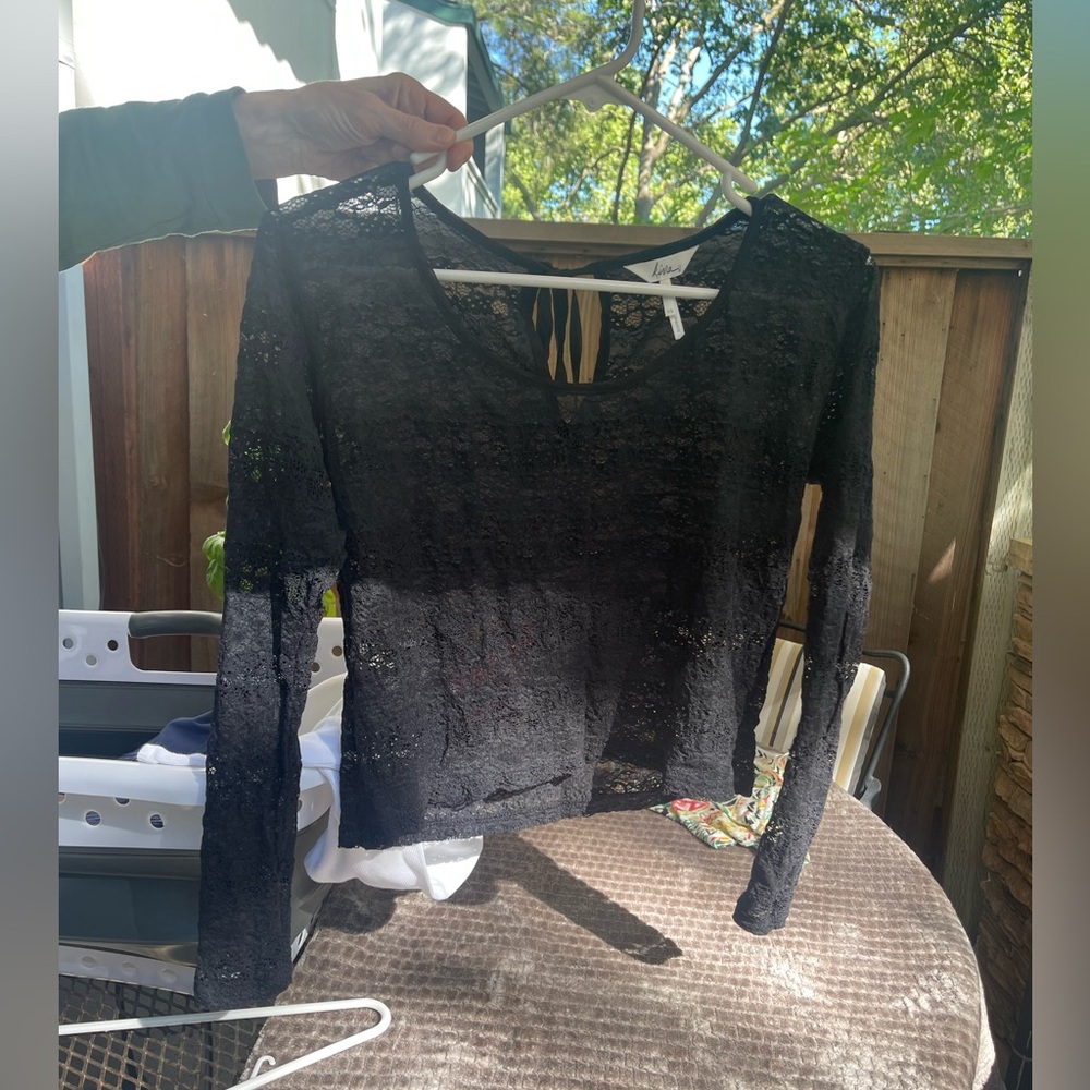 Lace Long Sleeve Black Top
